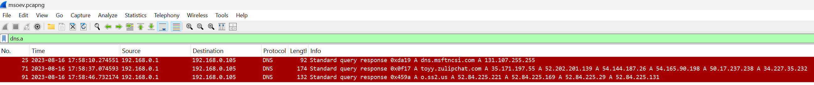WireShark DNS Filter