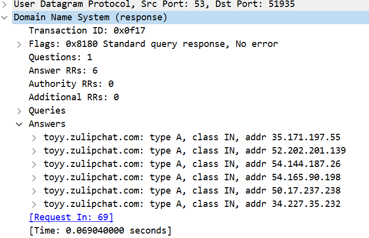 WireShark DNS Frame